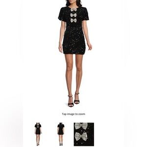 All in Favor Black Sequin Women Dress with Silver Bows